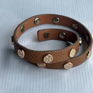 TORY BURCH Leather Double Wrap‎ Bracelet Luxury Designer Logo Classic Statement